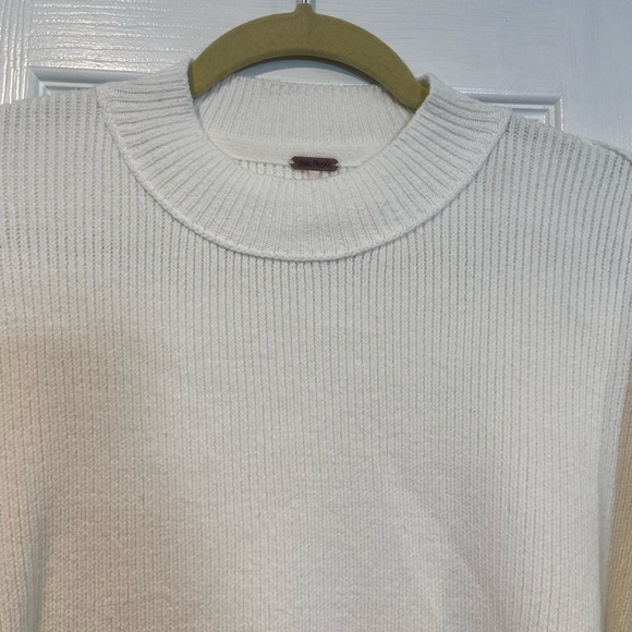 Free People Size S Easy Street Tunic Painted White Slouchy Oversized Ribbed Knit - Picture 2 of 12